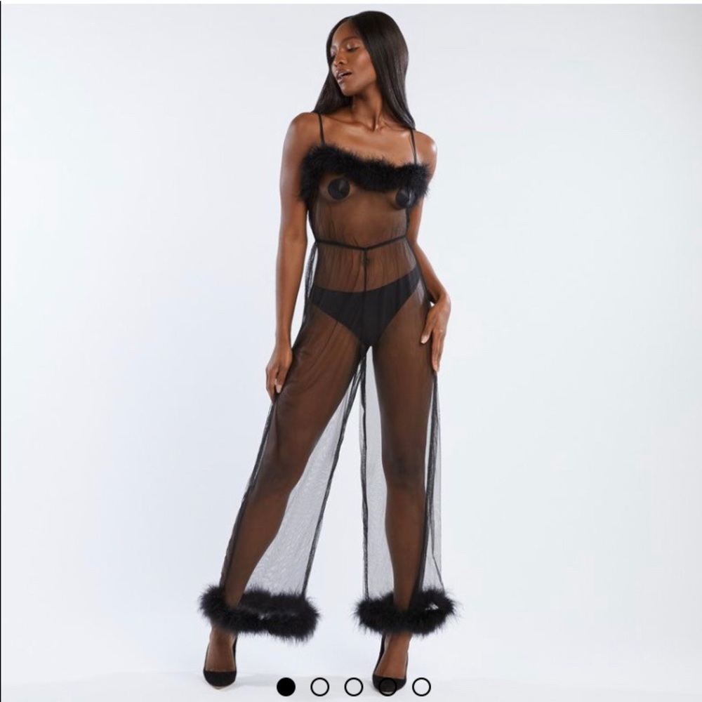 Sheer Marabou Jumpsuit Fenty Savage